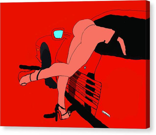 lady in Ferrari Testarossa - Canvas Print