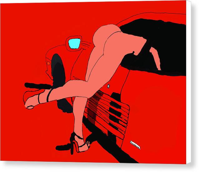 lady in Ferrari Testarossa - Canvas Print