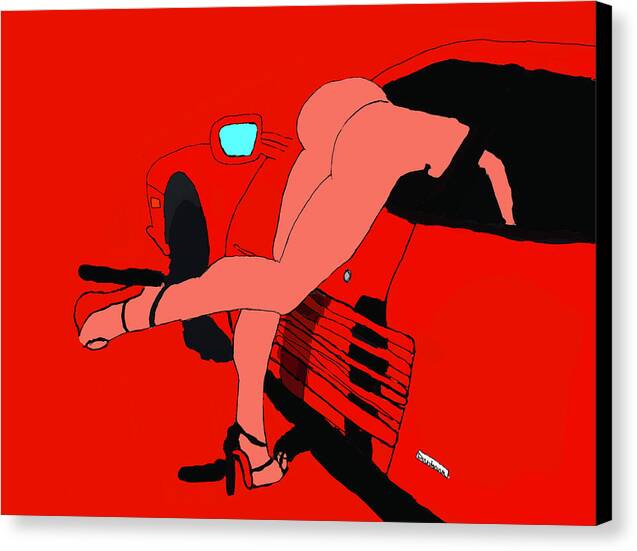 lady in Ferrari Testarossa - Canvas Print