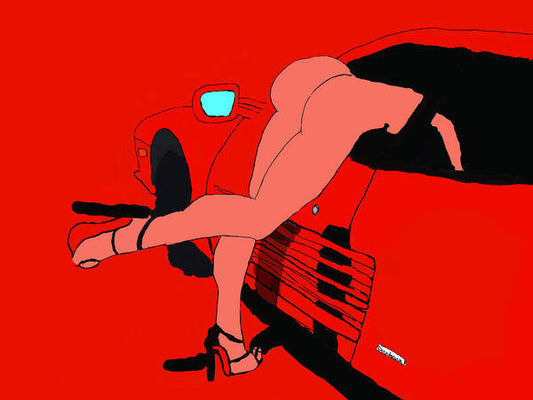 lady in Ferrari Testarossa - Art Print