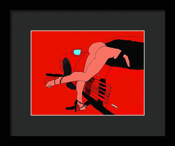 lady in Ferrari Testarossa - Framed Print