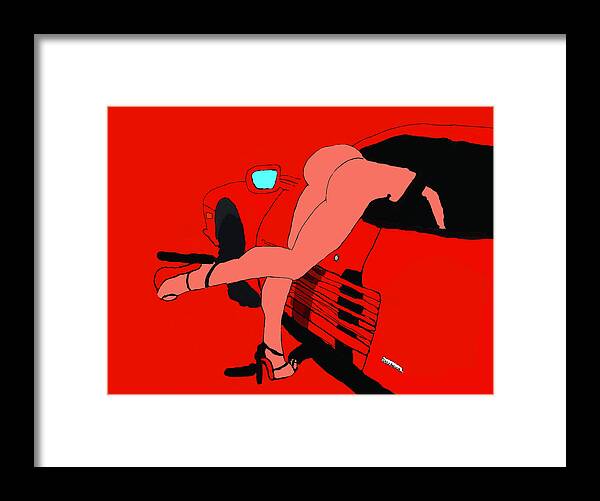 lady in Ferrari Testarossa - Framed Print