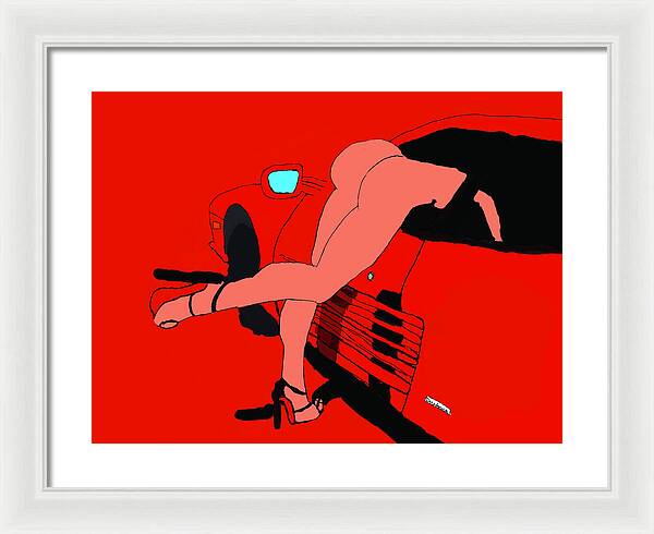 lady in Ferrari Testarossa - Framed Print