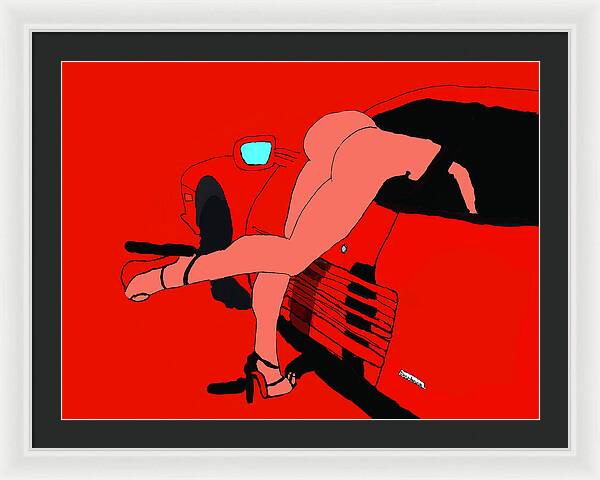 lady in Ferrari Testarossa - Framed Print