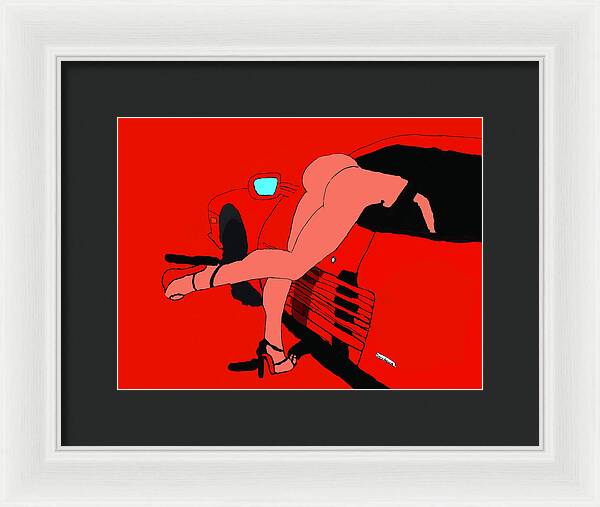 lady in Ferrari Testarossa - Framed Print