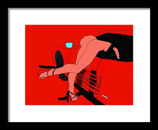 lady in Ferrari Testarossa - Framed Print