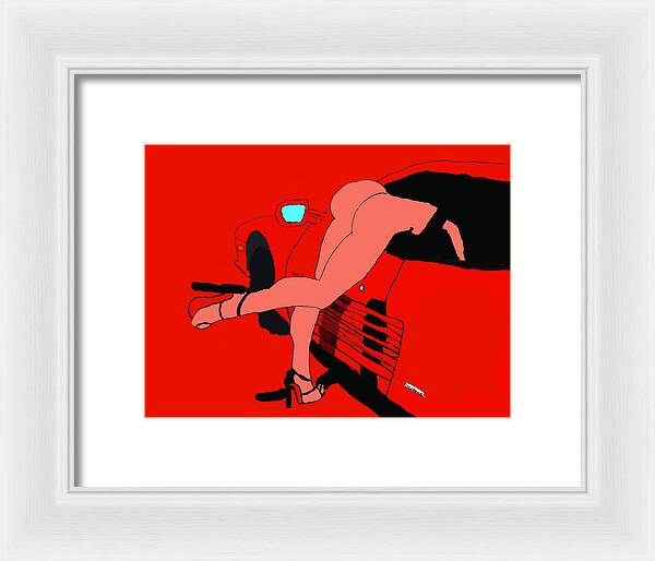 lady in Ferrari Testarossa - Framed Print