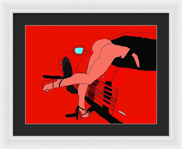 lady in Ferrari Testarossa - Framed Print