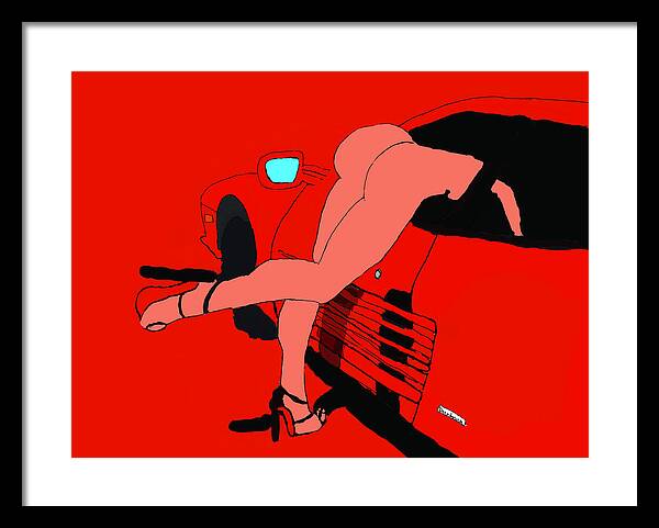 lady in Ferrari Testarossa - Framed Print