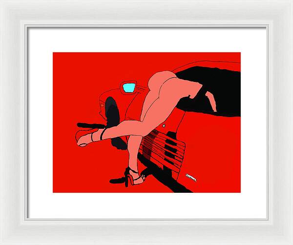 lady in Ferrari Testarossa - Framed Print