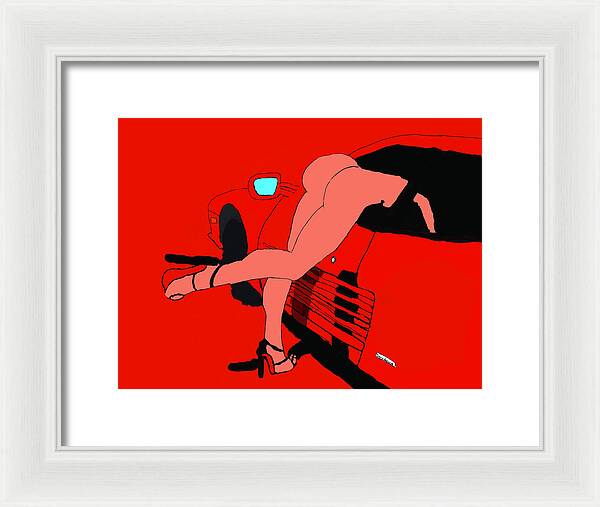 lady in Ferrari Testarossa - Framed Print