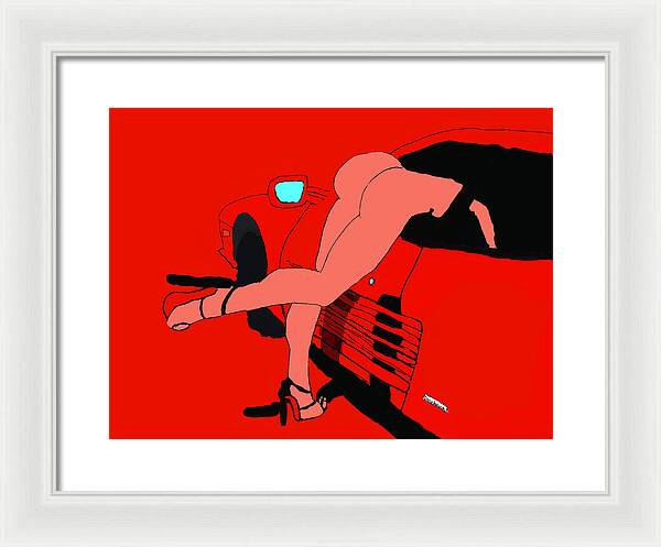 lady in Ferrari Testarossa - Framed Print