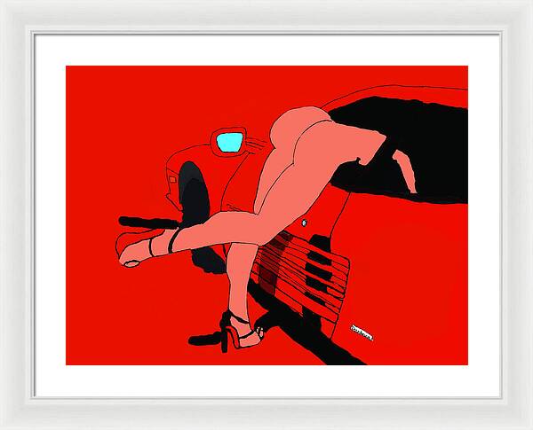 lady in Ferrari Testarossa - Framed Print