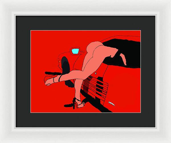 lady in Ferrari Testarossa - Framed Print