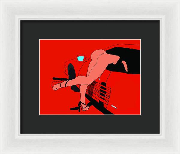 lady in Ferrari Testarossa - Framed Print