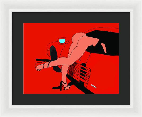 lady in Ferrari Testarossa - Framed Print