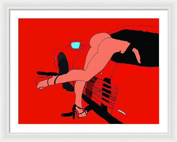 lady in Ferrari Testarossa - Framed Print