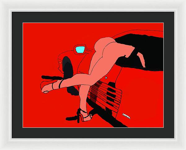 lady in Ferrari Testarossa - Framed Print